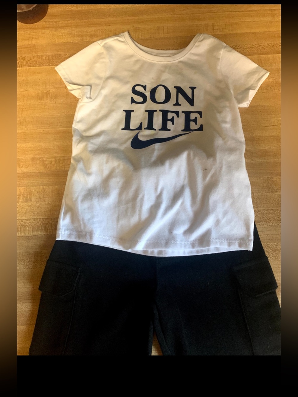 Custom- Nike White Tee with Navy SON LIFE Graphic